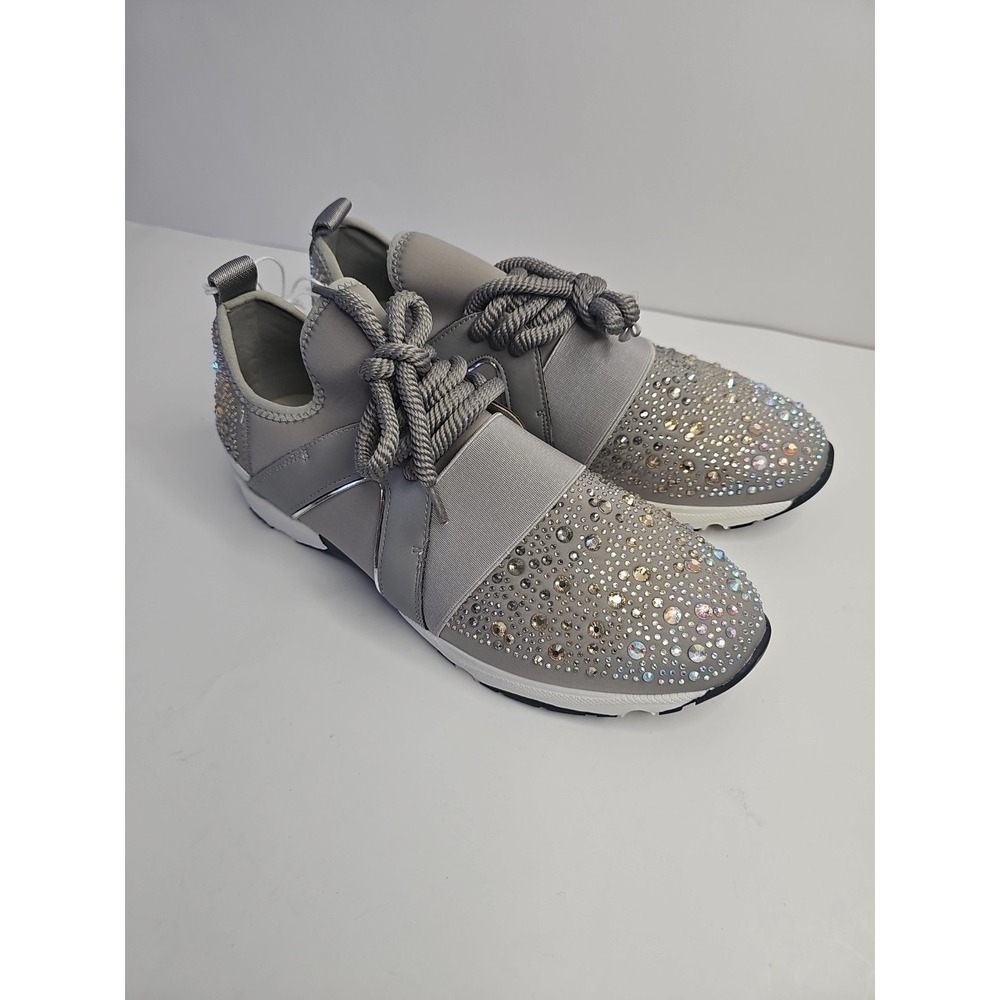 Carvela Women's Lament Bling‎ Embellished Sneakers  Gray Size 38.5